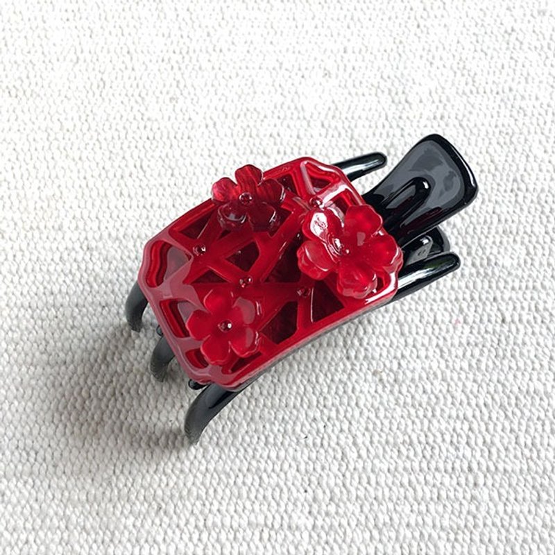 冰裂梅,三爪夹,怪手夹,鲨鱼夹-红 - 发饰 - 压克力 红色