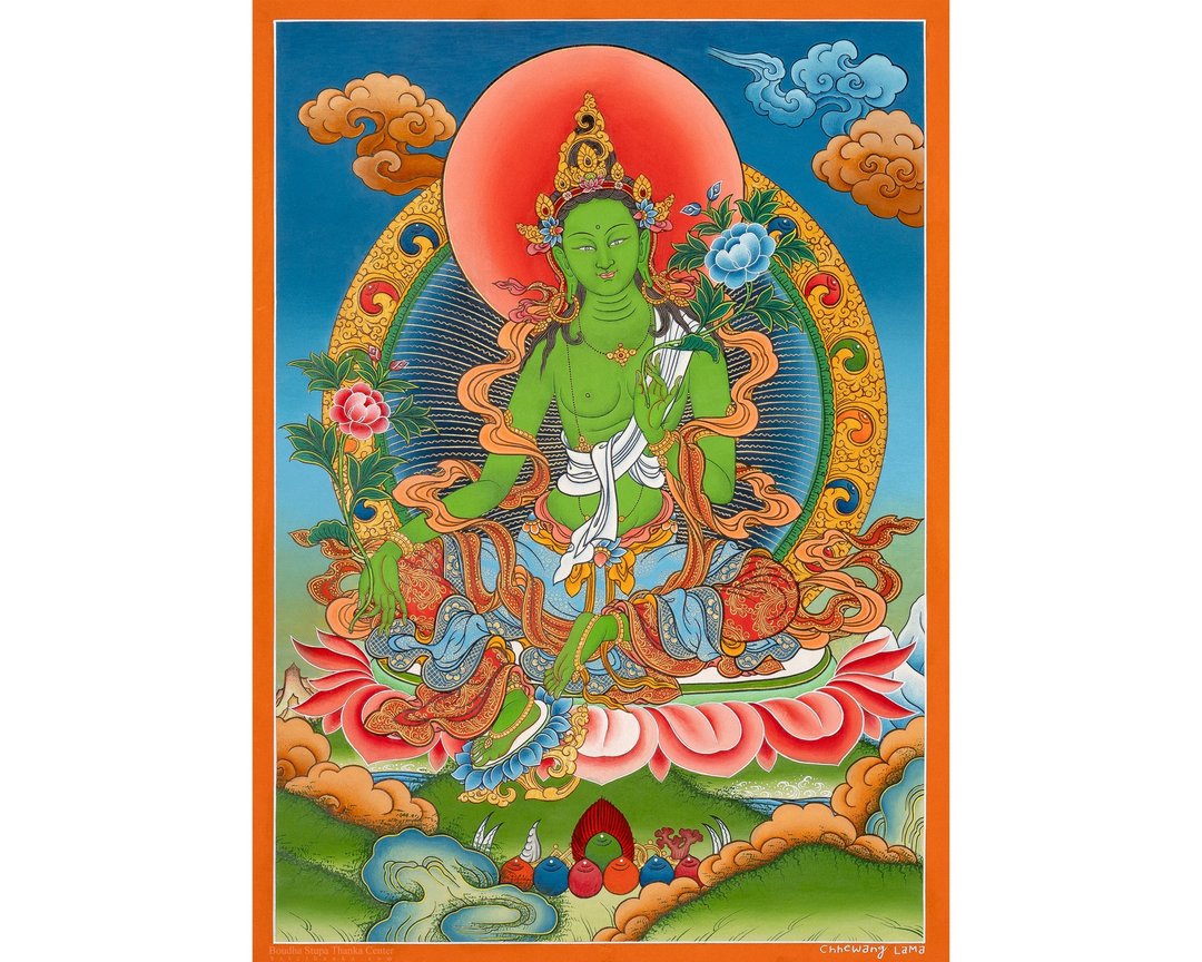 藏传传统绿度母唐卡画 - 墙贴/壁贴 - 其他材质 多色
