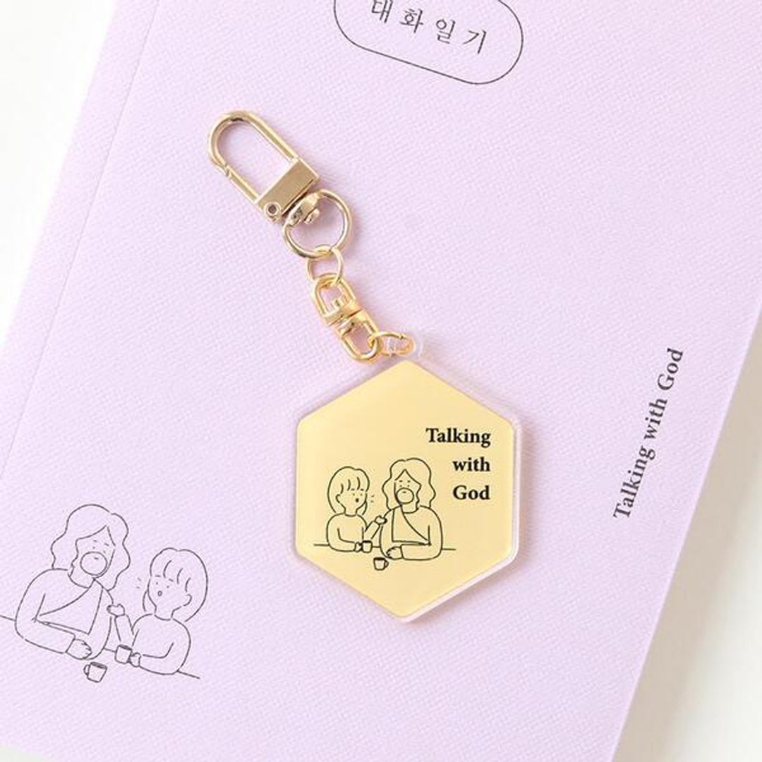 Gracebell Daily 系列  压克力 Key Ring 02.Talking with God - 钥匙链/钥匙包 - 塑料 白色