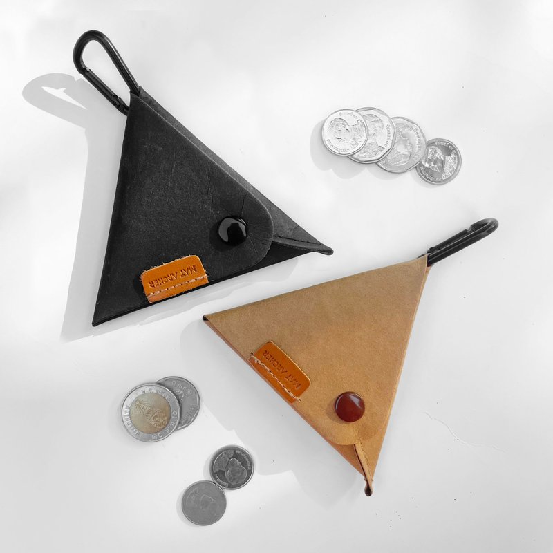 可水洗牛皮纸零钱包 - 零钱包 - 环保材料 黑色