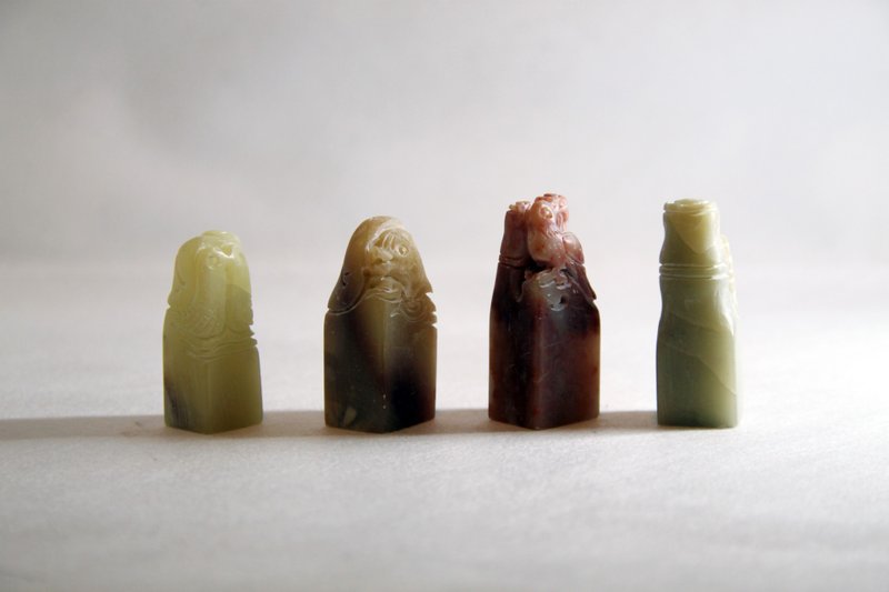 【四人小家庭定制朕的玉玺手帐印】穿越时空超古典玉石钮印一组 - 印章/印台 - 石头 金色