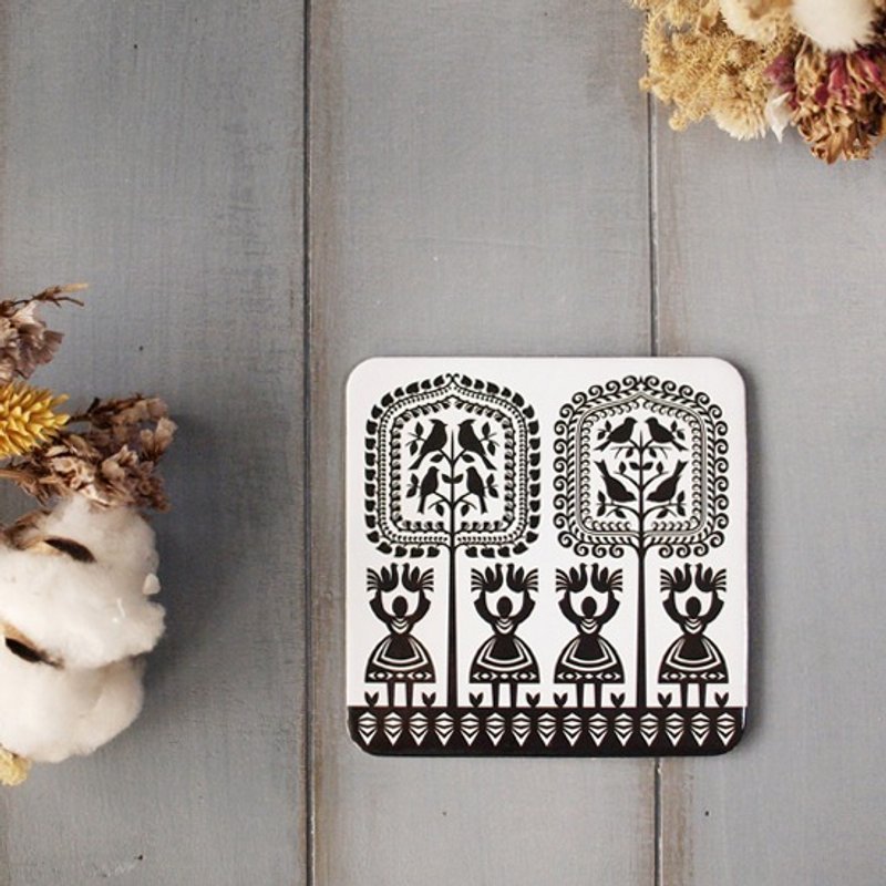Folkstar 波兰传统图腾杯垫 白底剪影 单件 - 杯垫 - 纸 白色