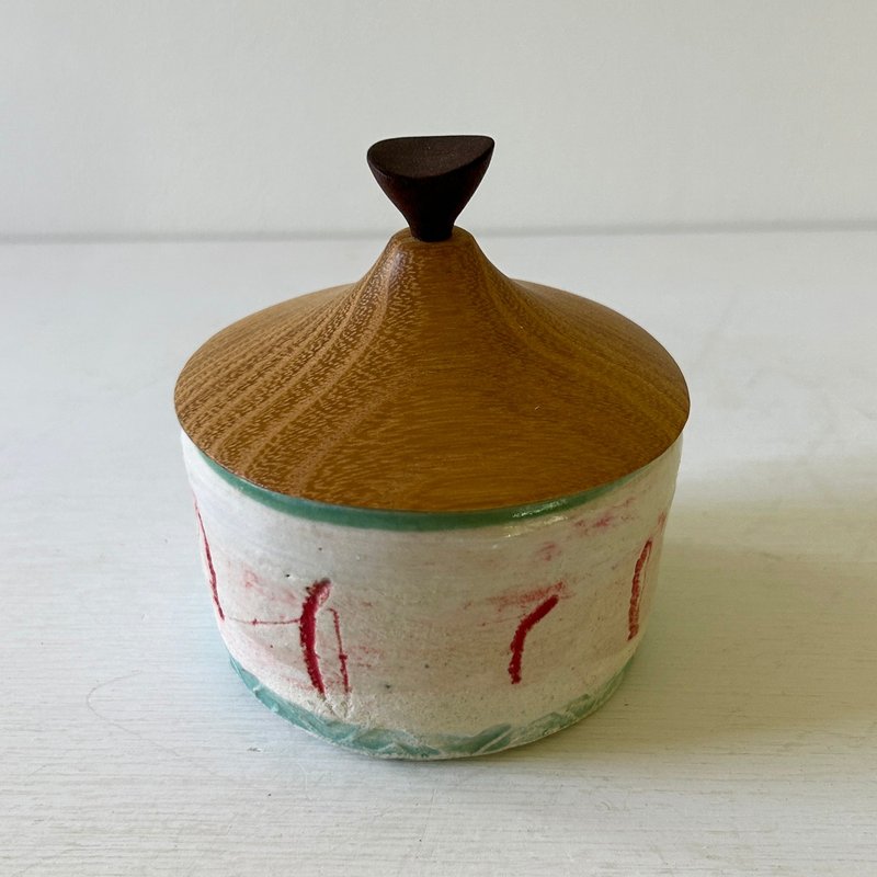 清酒杯，白色和绿色，红颈，牡蛎 - 碗 - 陶 绿色