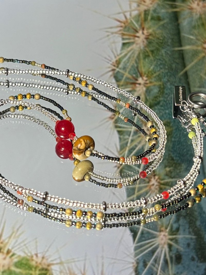 沙漠系列 - 仙人掌项链 - 项链 - 半宝石 红色