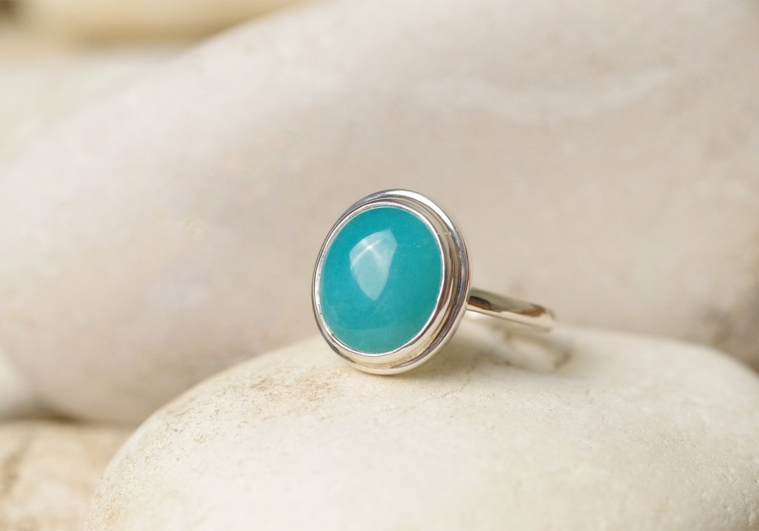 Amazonite Silver Ring Size 11 - 戒指 - 宝石 蓝色