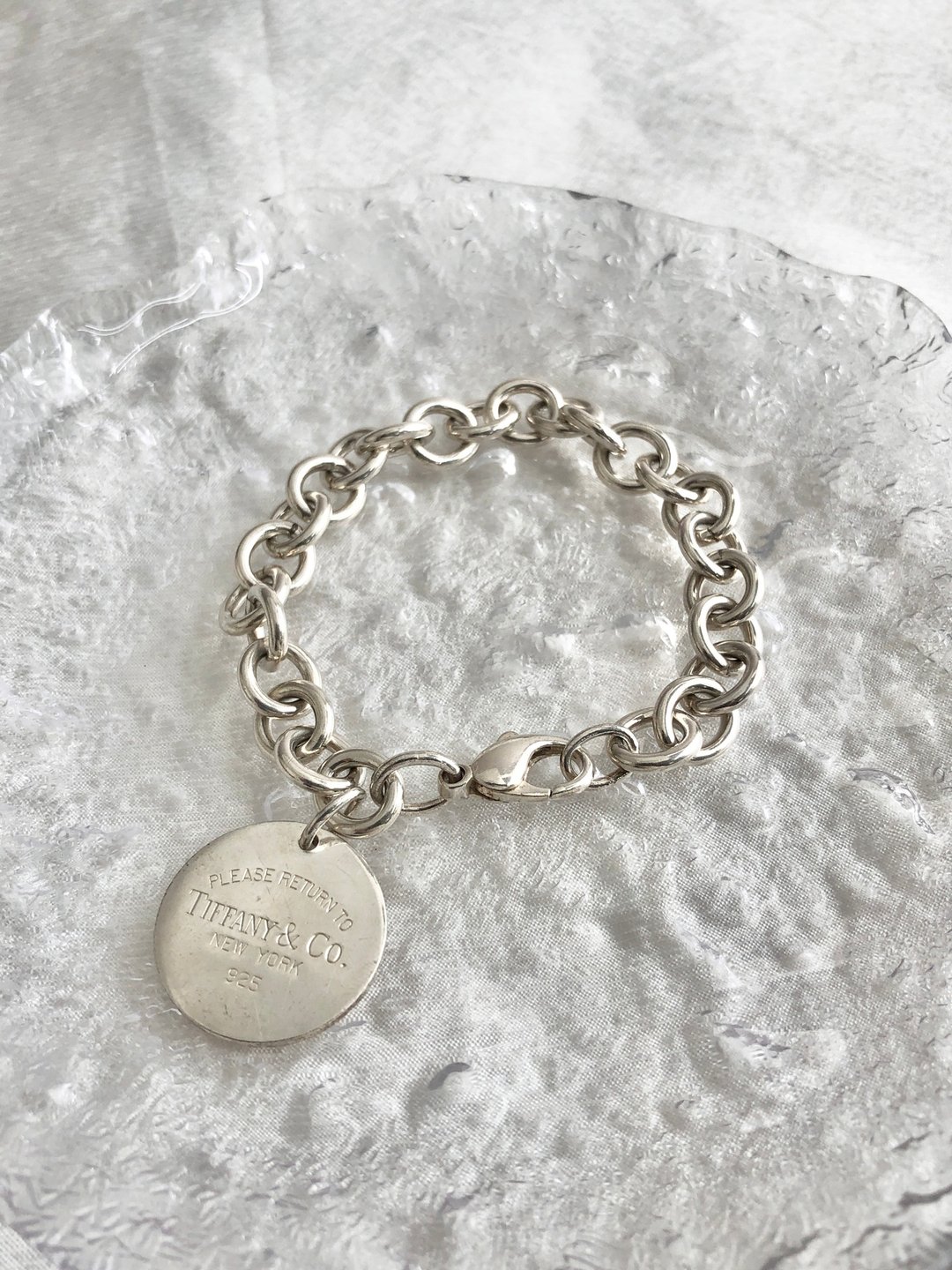 【VintageShop solo 日本直送中古包专卖店】Tiffany & Co. 蒂芙尼 Return to Tiffany 银饰 手链 圆形坠饰 925 ffek3f - 手链/手环 - 纯银 银色