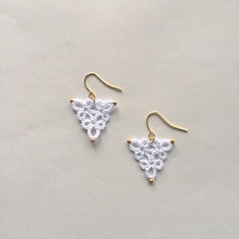 [Resale] Triangle / white - 耳环/耳夹 - 其他金属 