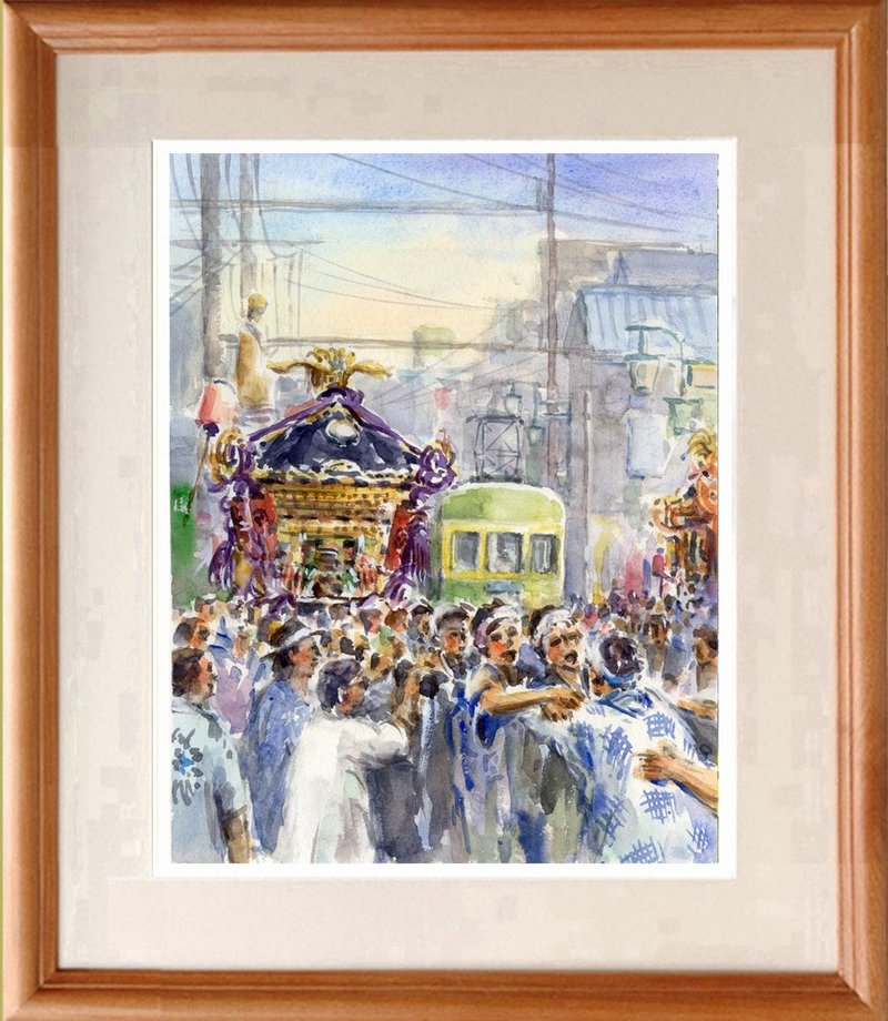 Original watercolor painting Japanese summer festival - 海报/装饰画/版画 - 纸 紫色
