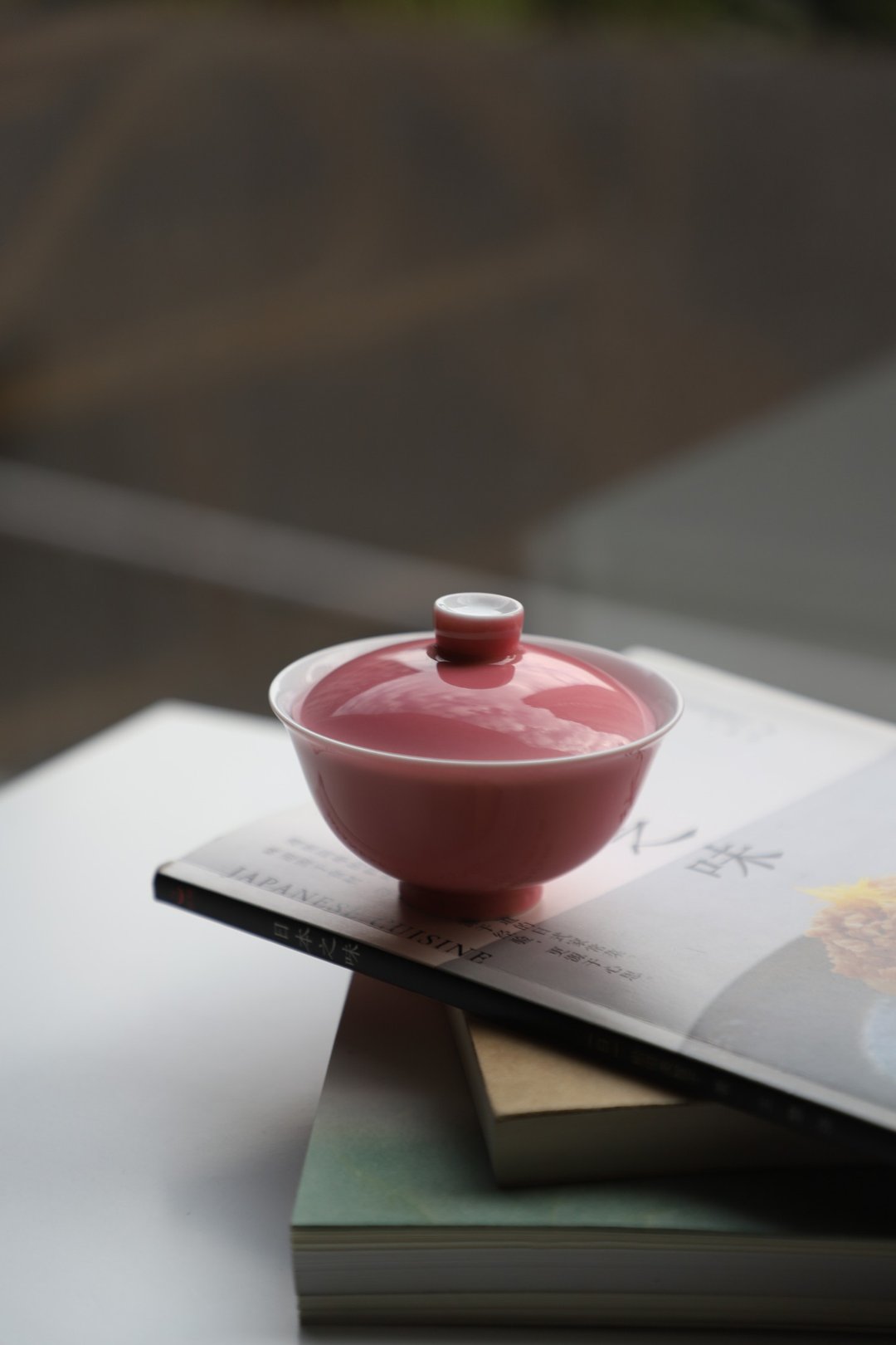 胭脂红 二才小盖碗 100ml 渐变吹釉 手工中式茶器 景德镇陶瓷茶具 - 茶具/茶杯 - 瓷 粉红色