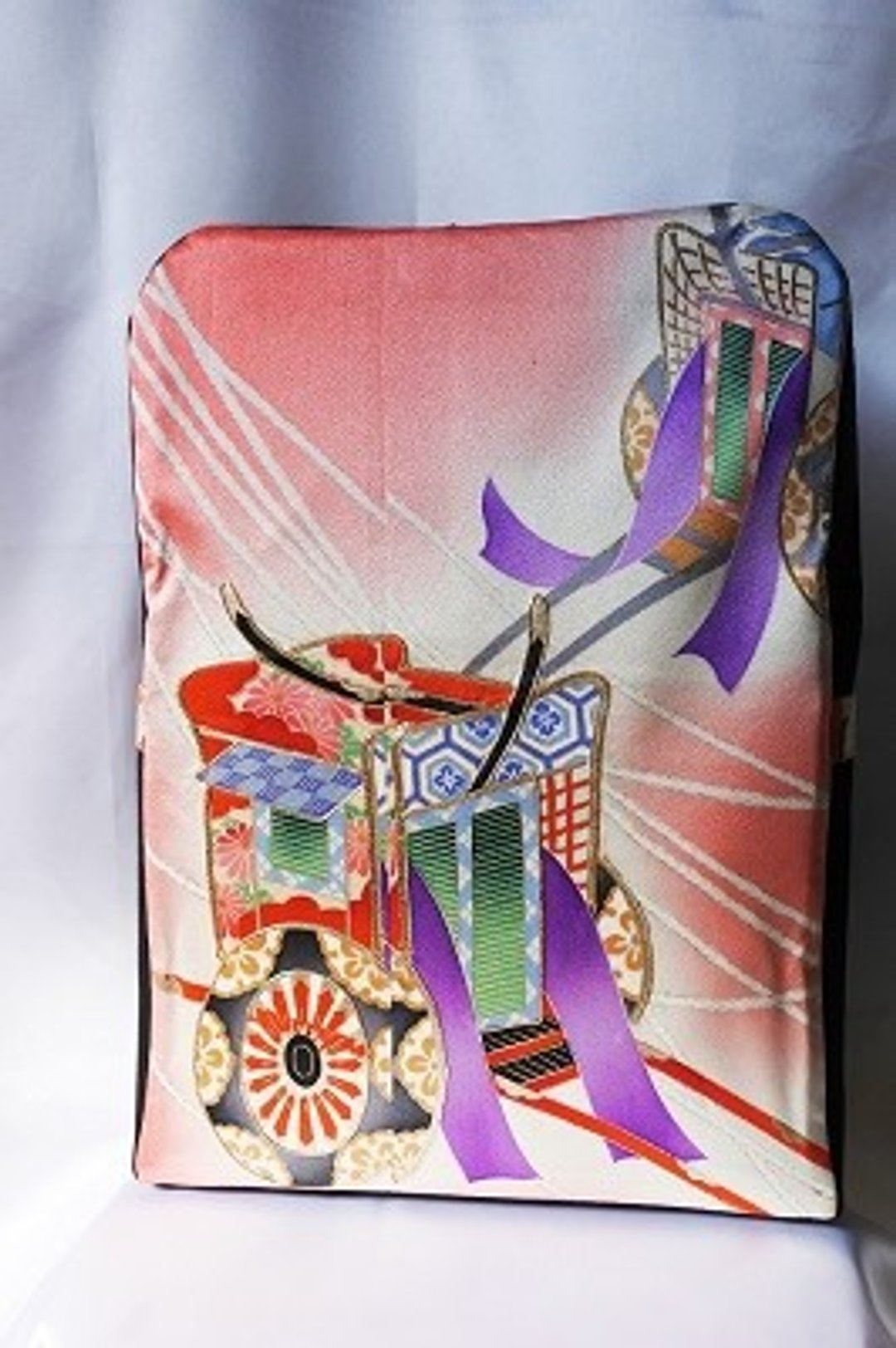 Kimono remake rucksack - 后背包/双肩包 - 丝．绢 粉红色