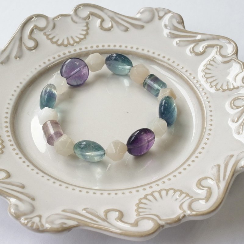 B097七轮调和手串/萤石/白月光/天然晶石/能量石/原生态 - 手链/手环 - 水晶 多色