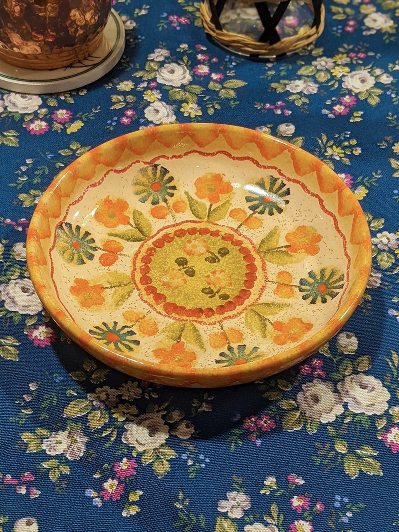 意大利手工陶-FEV 义式派对 深圆盘 16cm - 盘子/餐盘/盘架 - 陶 橘色