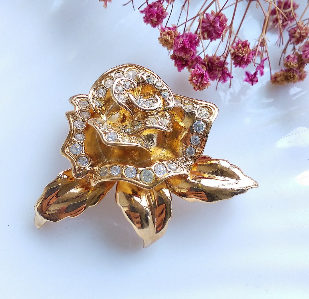 Vintage Jewelry 西洋古董饰品 AVON 1996年 热情玫瑰 别针 - 徽章/别针 - 其他金属 金色
