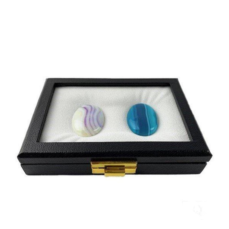 Synthetic Leather Loose Case Glass Lid M - 收纳用品 - 玻璃 黑色