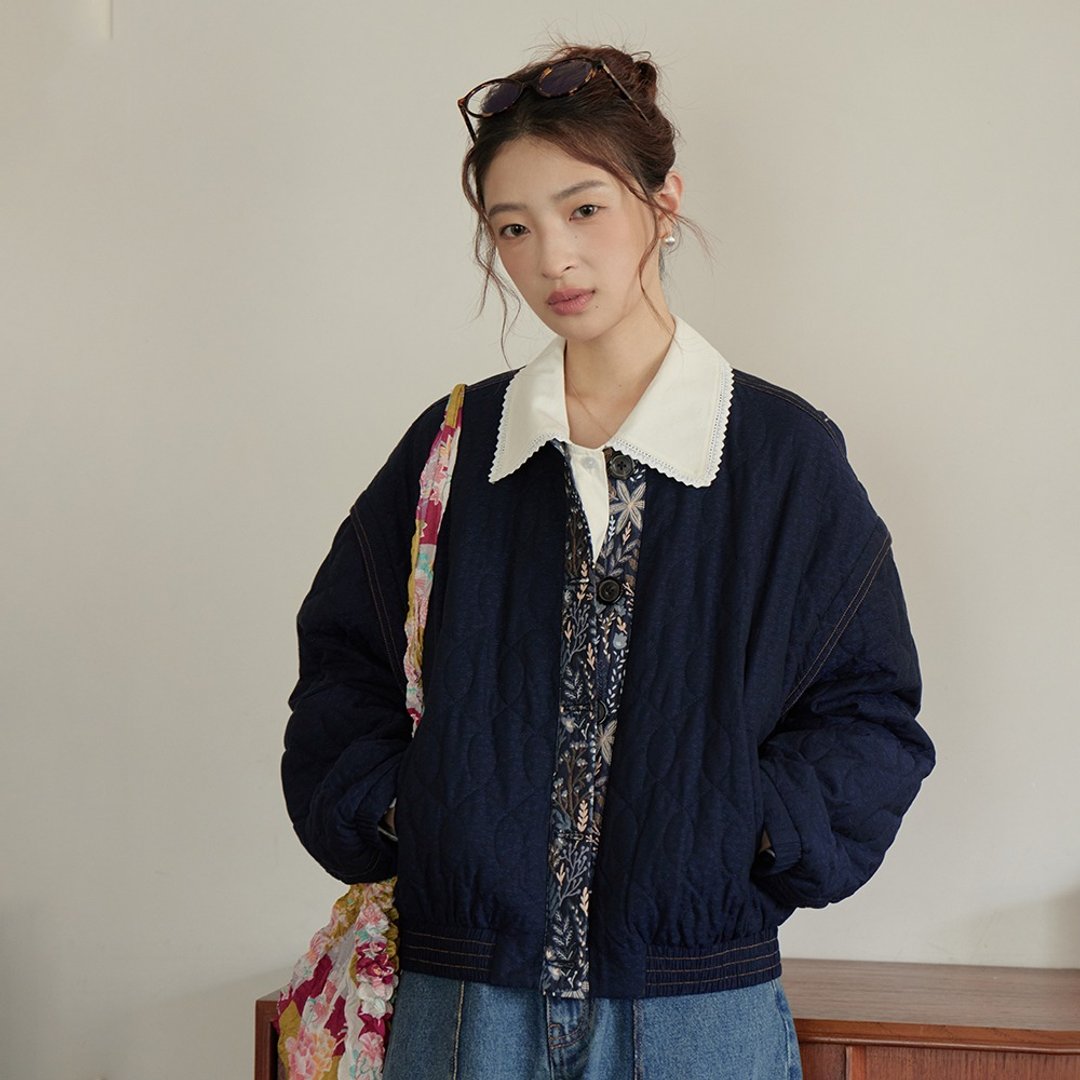 绣花门襟薄棉服外套|外套|秋款|Sora-1626 - 女装休闲/机能外套 - 棉 
