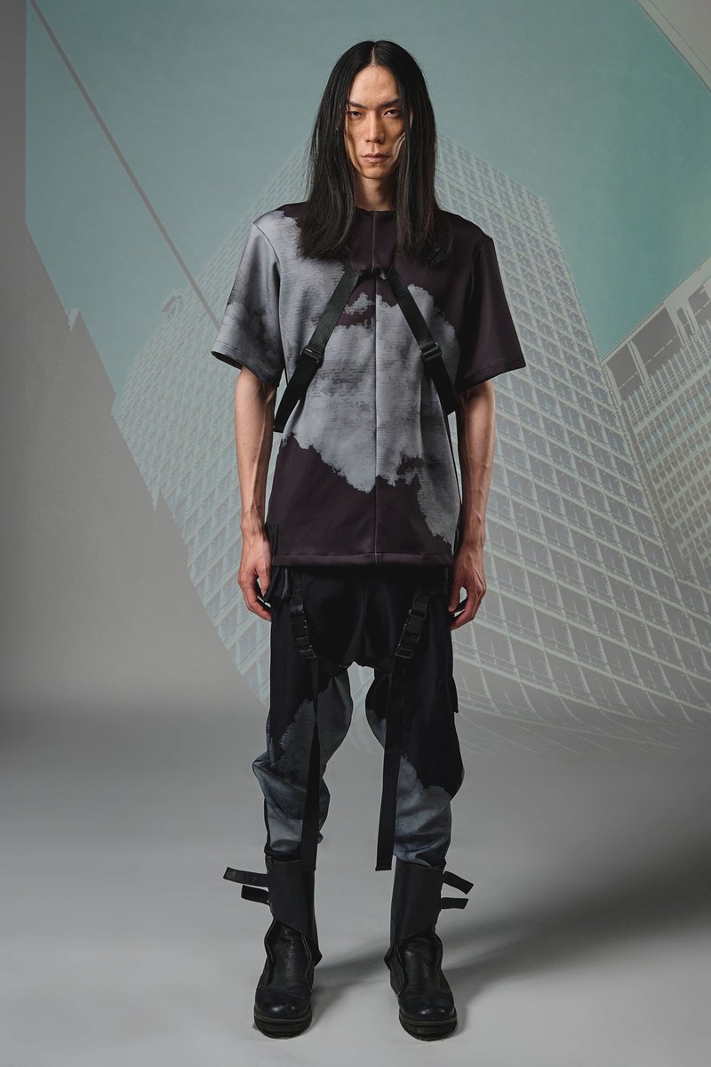 21SS INF 解构领吊带短袖上衣 - 男装上衣/T 恤 - 聚酯纤维 黑色