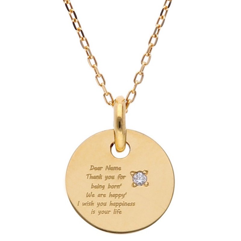 刻字项链 18K金 天然真钻 定制化 - 项链 - 贵金属 