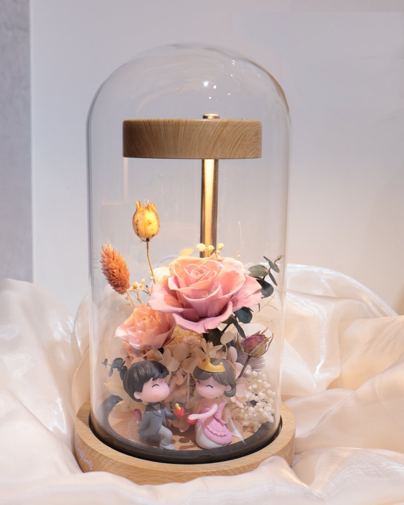 永生花求婚玻璃花盅夜灯-粉紫色系 - 干燥花/捧花 - 植物．花 