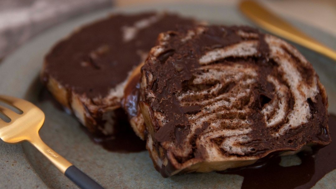 浓情黑巧克力巴布卡无奶蛋纯素可食Vegan chocolate babka - 面包/吐司 - 新鲜食材 咖啡色