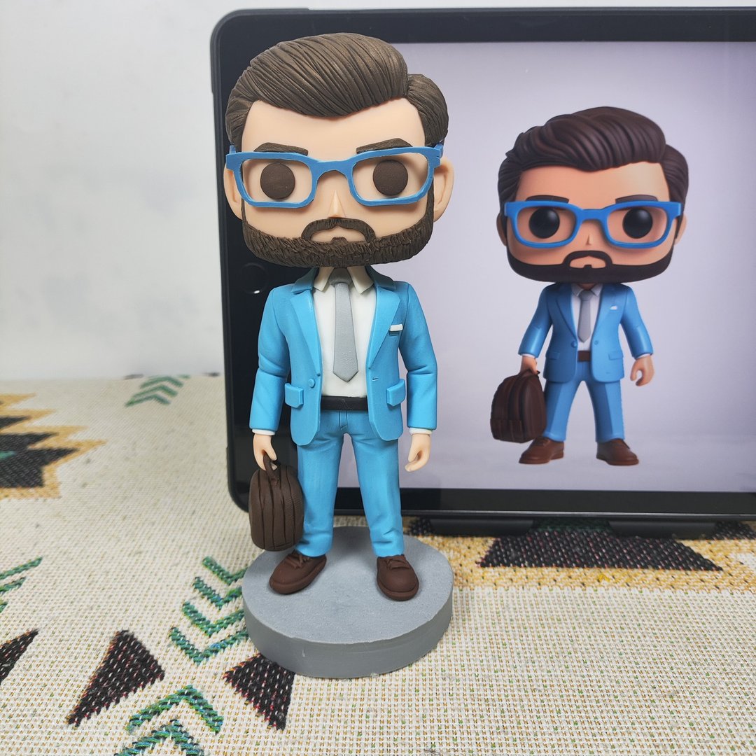 纯手工定制美国Funko Pop 自画肖像公仔娃娃男朋友老公生日礼物 - 玩偶/公仔 - 粘土 多色