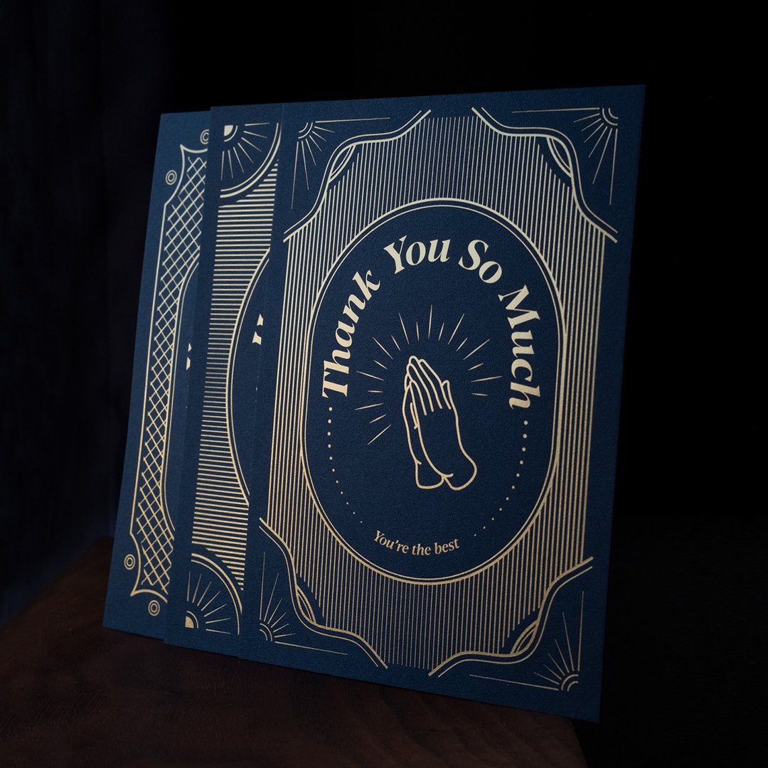 祝贺卡系列 Thank You Card  感谢咭 烫金 信封 - 卡片/明信片 - 纸 蓝色