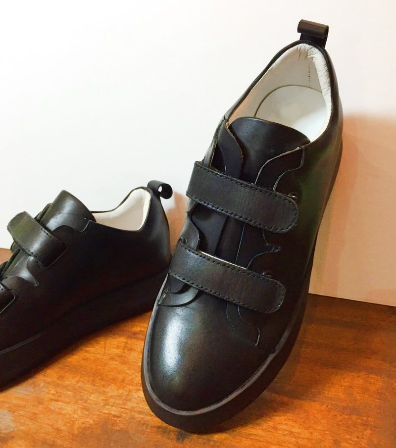 画儿#8012|| 小牛皮 汽艇厚底小球鞋 极限黑|| - 女款牛津鞋/乐福鞋 - 真皮 黑色