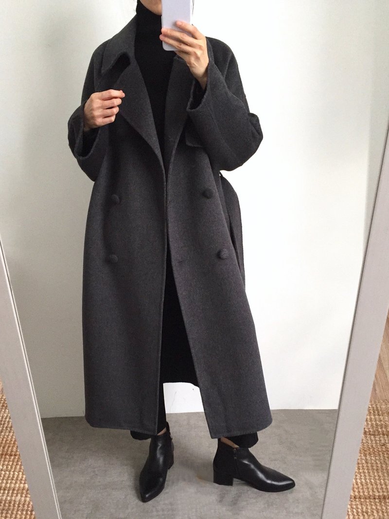 Mischa Coat 全手缝大翻领双排扣拉克兰双面喀什米尔羊毛大衣 - 女装休闲/机能外套 - 羊毛 
