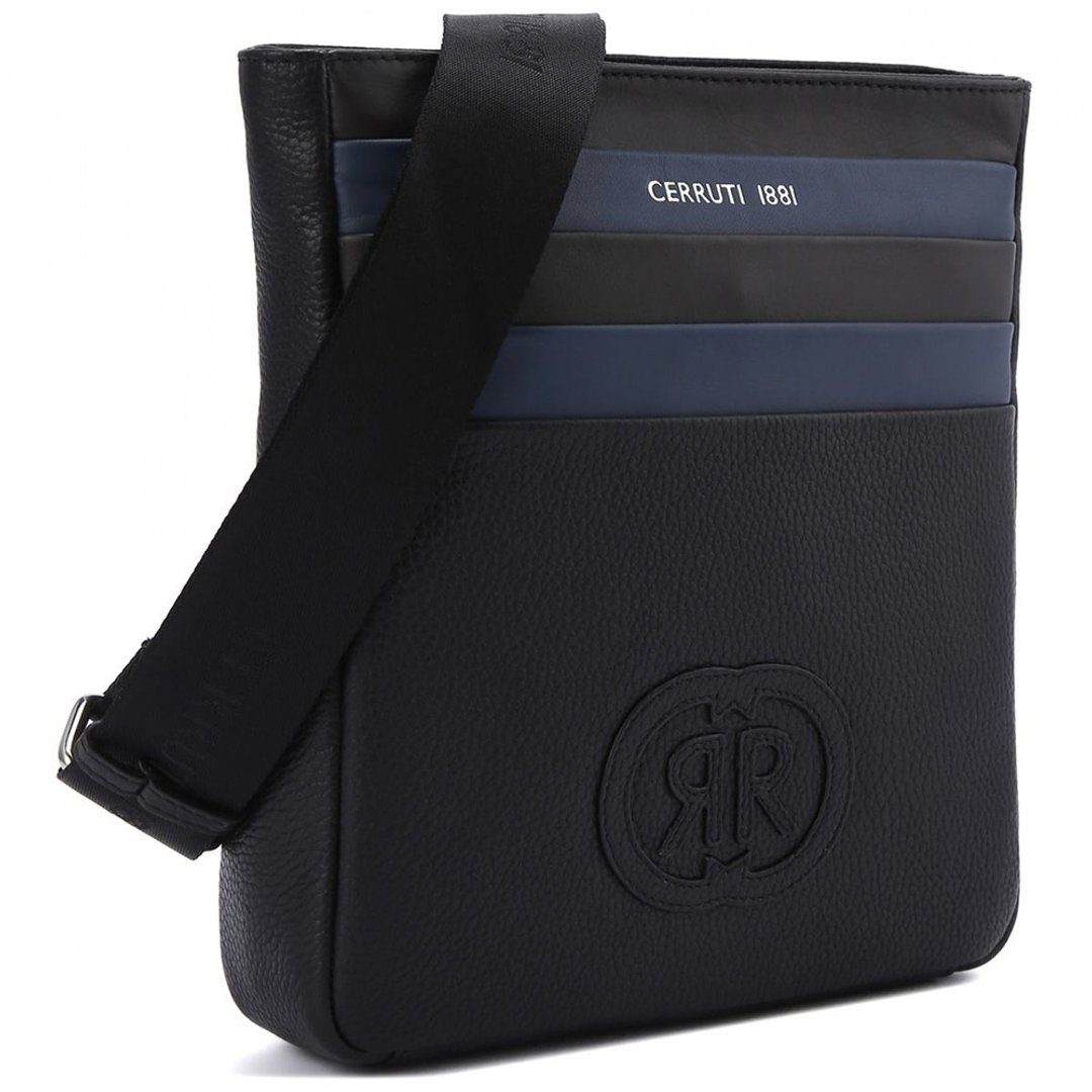CERRUTI 1881 限量2折 意大利顶级小牛皮肩背包 全新专柜展示品 - 侧背包/斜挎包 - 真皮 黑色