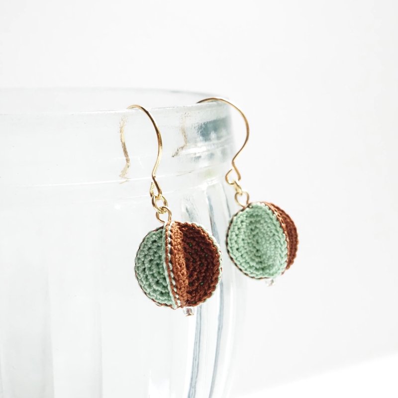 滚滚耳环/耳夹 巧克力薄荷 - 耳环/耳夹 - 棉．麻 多色