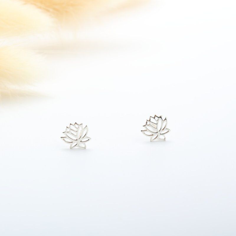 【Angel & Me】爱莲 莲花 一对 s925纯银耳环 耳夹 生日 圣诞礼物 - 耳环/耳夹 - 纯银 金色
