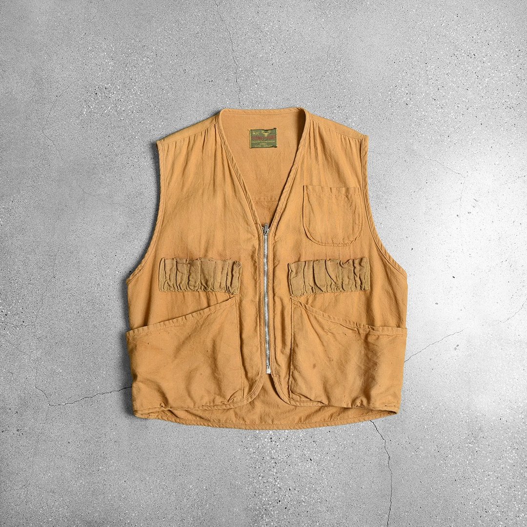Vintage 猎装背心 / Vintage 古着 - 男装背心 - 棉 咖啡色