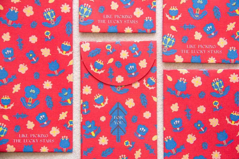 Lucky Star 幸福之星红包袋 | 婚宴 | 过年 | 插画 | 7入组 - 红包/春联 - 纸 红色