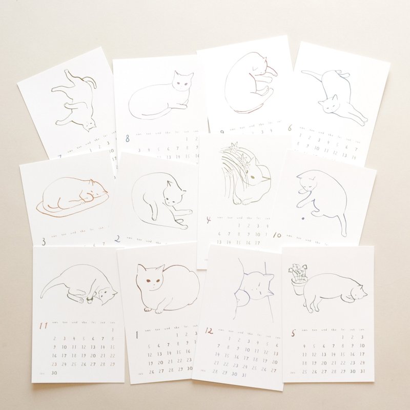 CAT CALENDAR 2026 | 猫咪月历 | 周一开始 - 年历/台历 - 纸 白色
