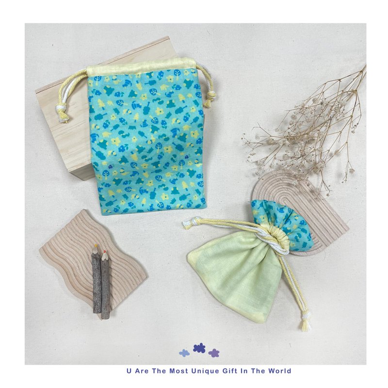 森林系双面束口袋 - 束口袋双肩包 - 棉．麻 