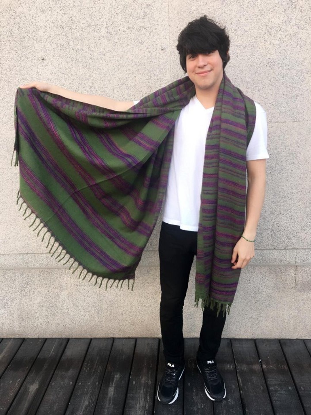 尼泊尔厚织缤纷色彩大尺寸氂牛被-海藻绿 - 丝巾 - 其他材质 绿色