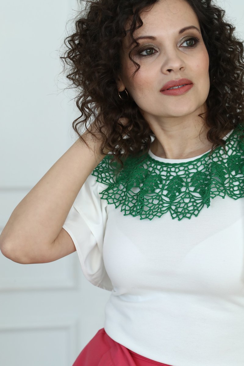 Collar neck decoration lace necklace accessory FRESH - 锁骨链 - 棉．麻 绿色