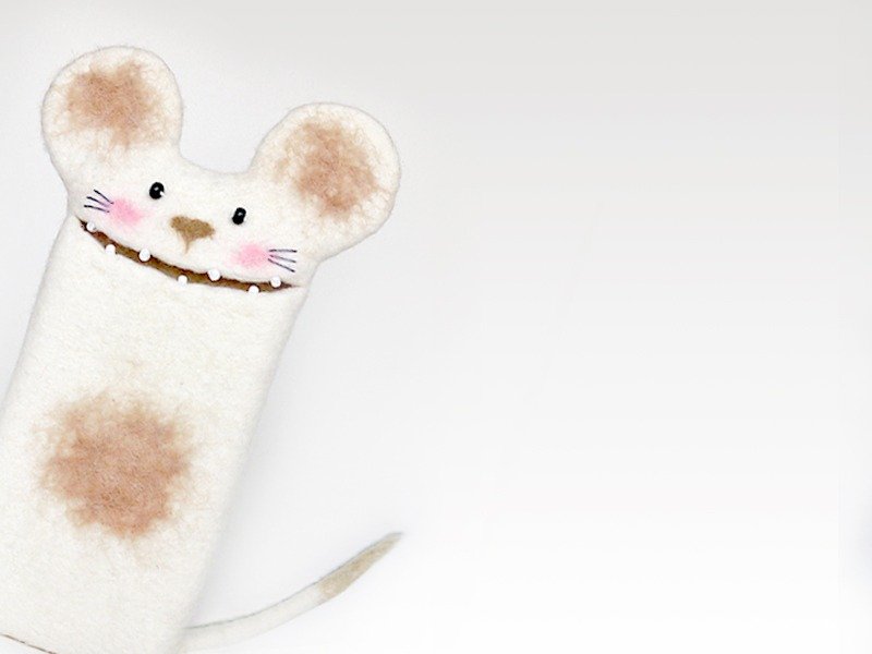 iPhone 7 Plus Mouse case, felt case, white mouse - 手机壳/手机套 - 羊毛 白色