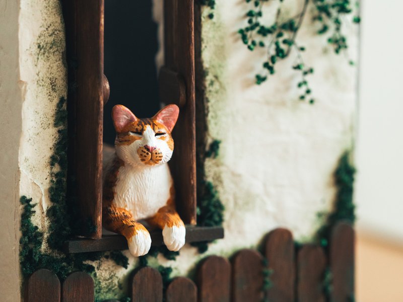 猫咪 定制化宠物手工黏土模型 橘猫 橘白猫 - 玩偶/公仔 - 粘土 橘色