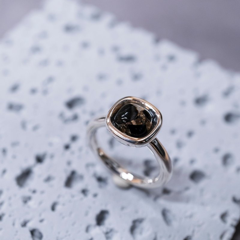 【铜色方解石黑曜石】银饰925戒指 可电镀 【订制生产】S-056 - 戒指 - 其他金属 银色