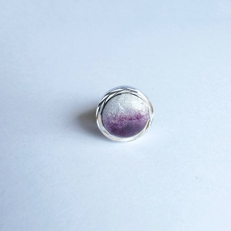 银色领带夹 莫兰迪色 七宝烧领带夹 领针 纯银贴片七宝 - 领带/领带夹 - 其他材质 紫色