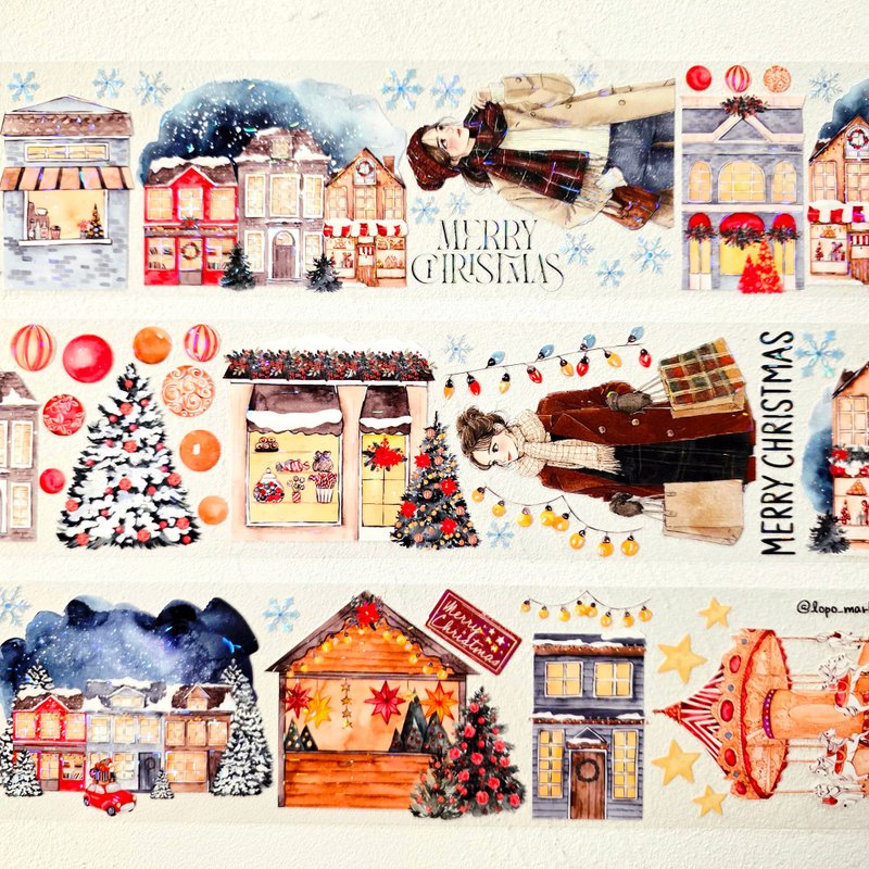 圣诞村落激光幻彩和纸胶带（5米）全卷 - 纸胶带 - 其他材质 