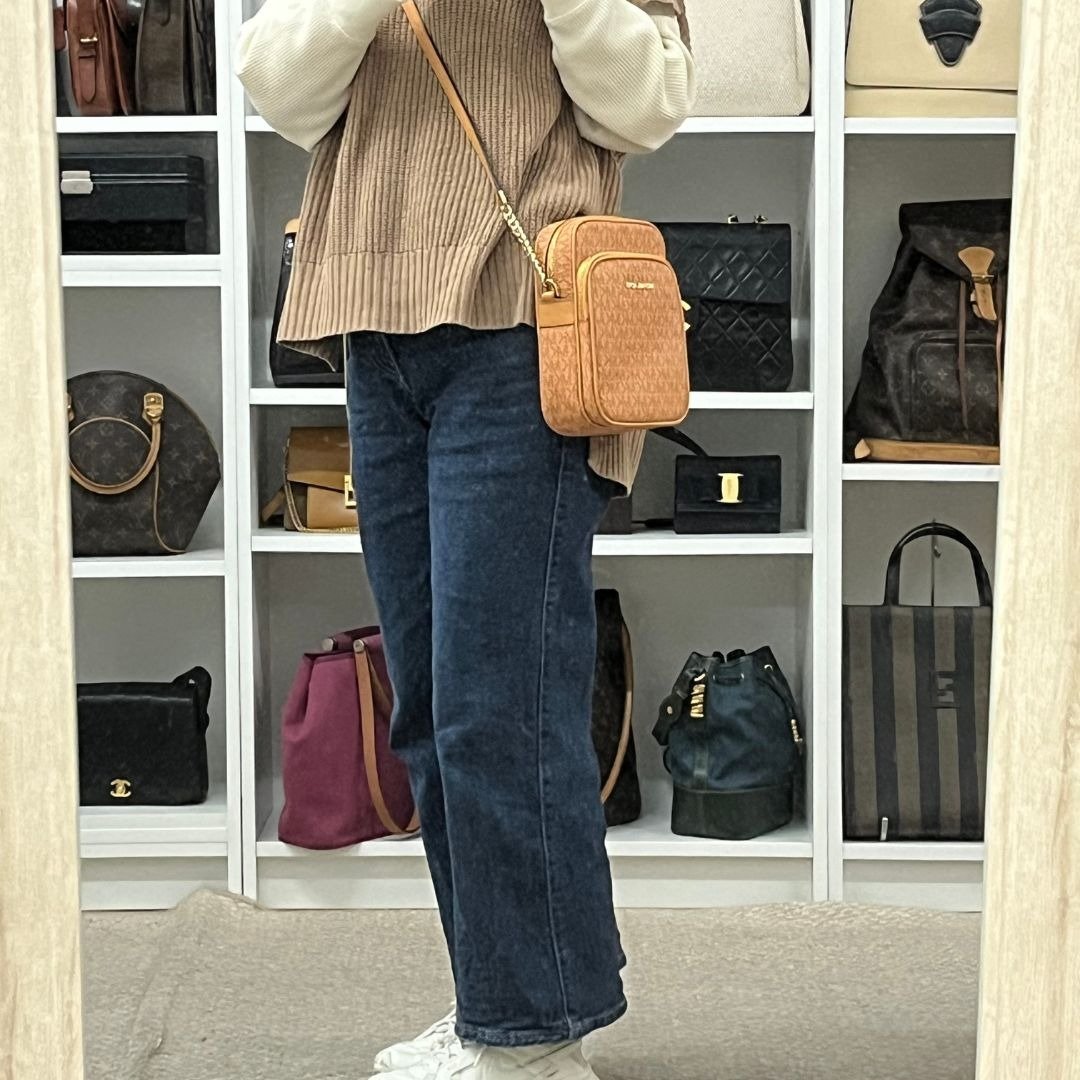 MICHAEL KORS Jet Set Travel 经典Signature Logo 中款斜背包 - 01501 - 侧背包/斜挎包 - 真皮 咖啡色