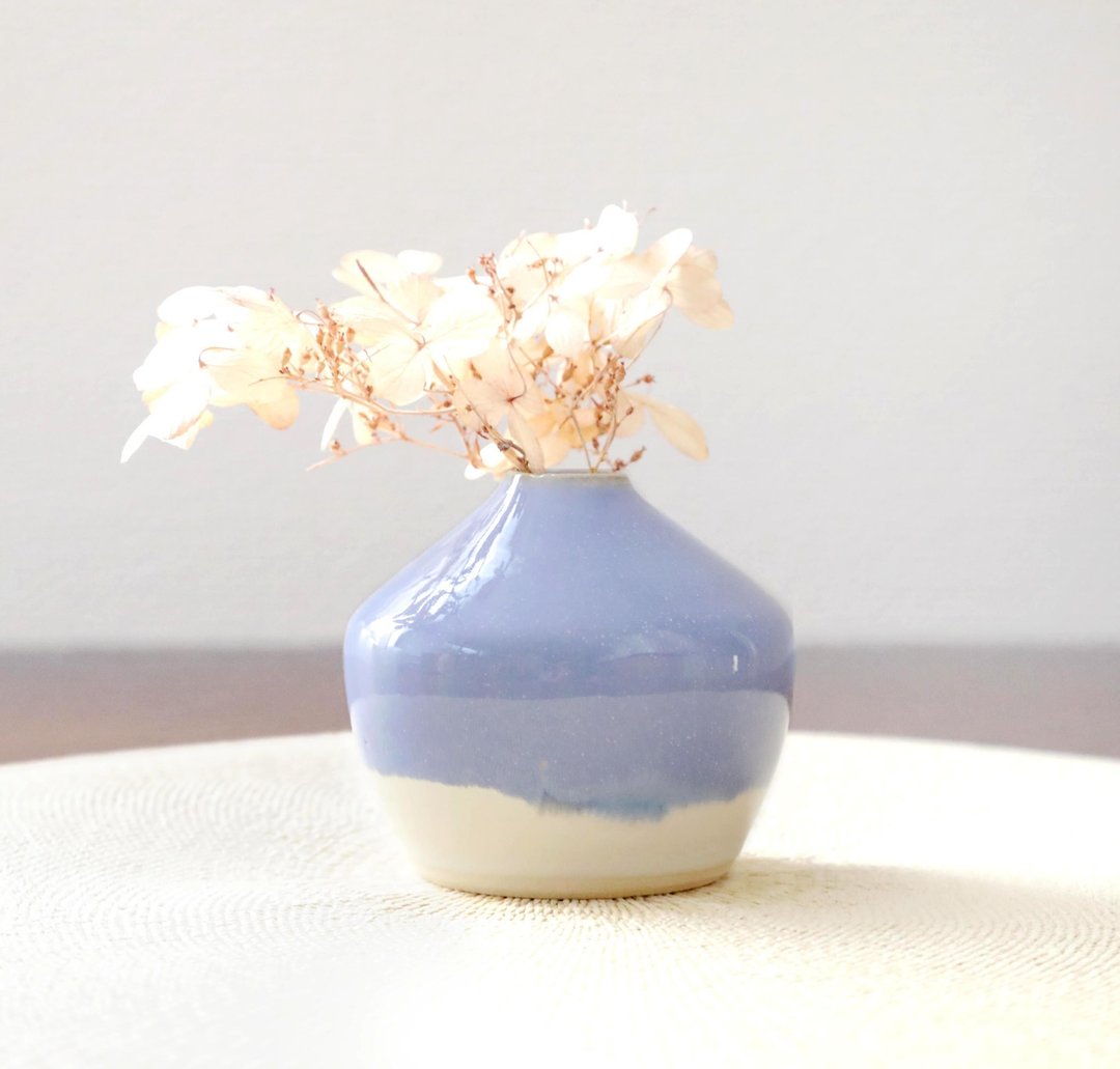绣球花水晶釉白色雾面花瓶 - 花瓶/陶器 - 陶 蓝色