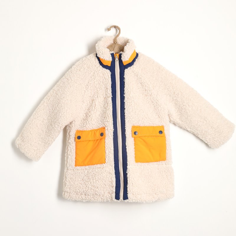 BIR 口袋刺绣羽绒外套 (杏/橘) - 童装外套 - 羽绒 多色