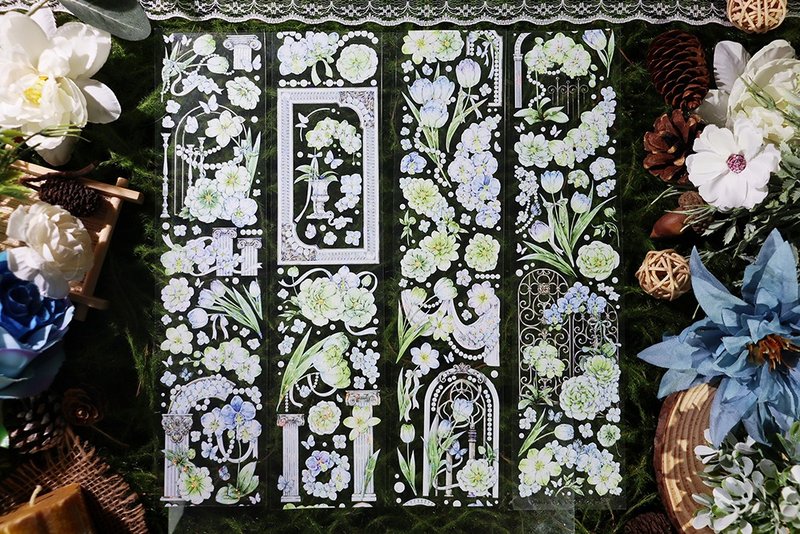 OKMT新七天小清新贝壳光流麻咕卡贴纸PET手帐手账胶带 郁金香花园 - 纸胶带 - 塑料 多色