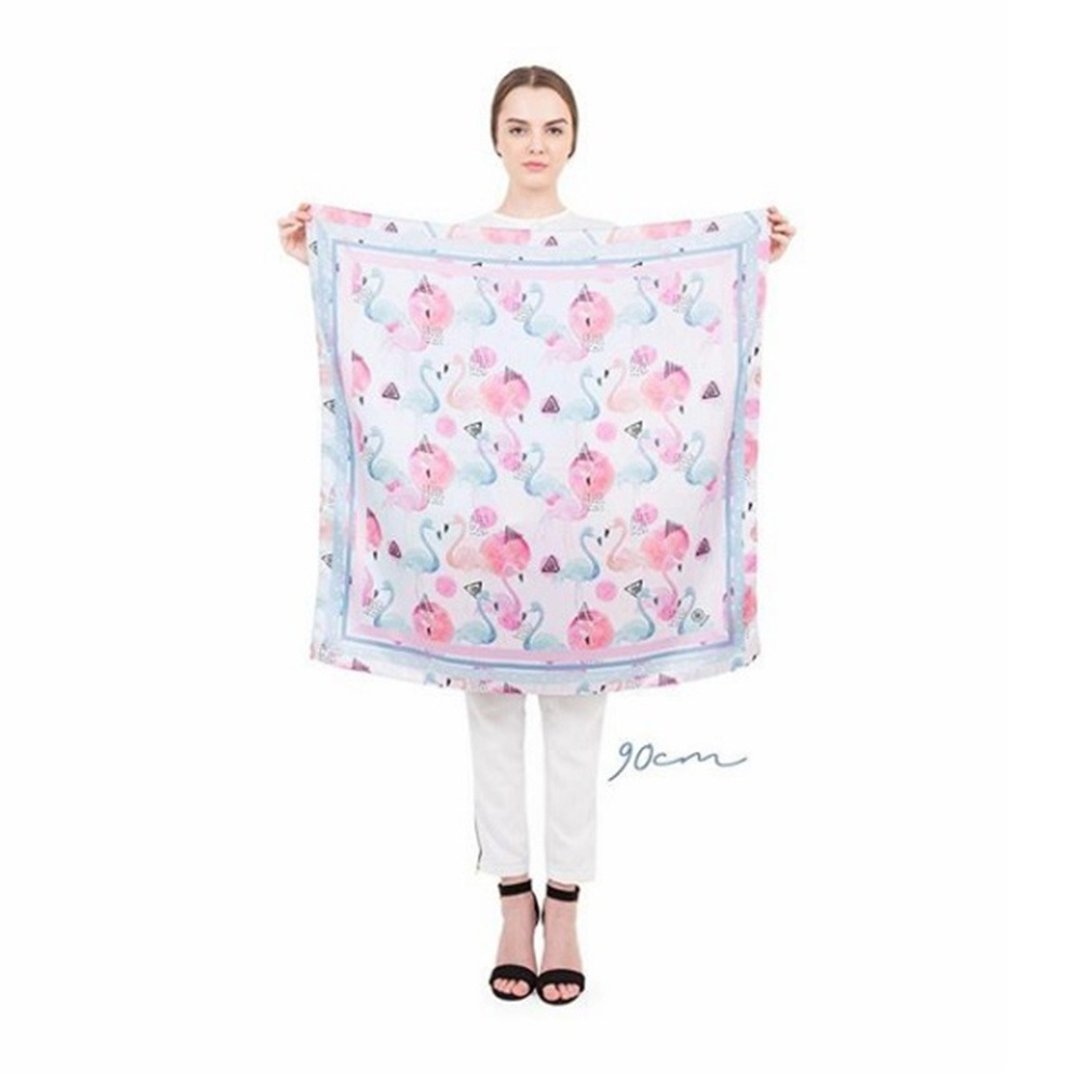Flamingo Scarf (Personalized name) - 丝巾 - 丝．绢 多色