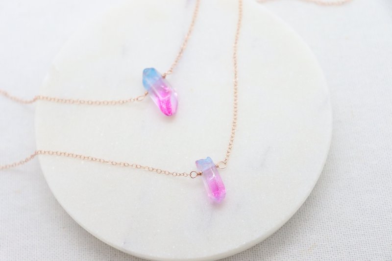 (14KGF) 简约天然小水晶项链 疗宝石项链 - 项链 - 宝石 多色