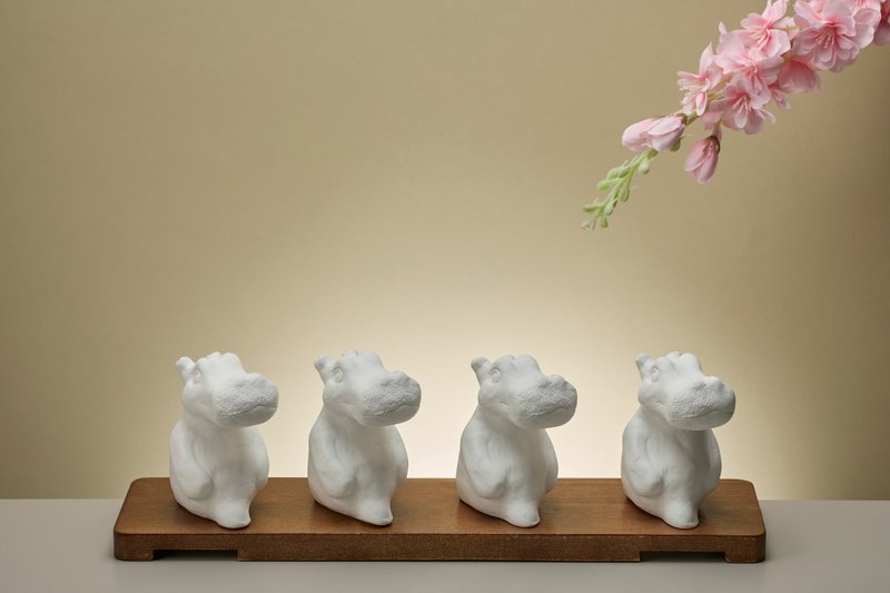 【草原动物系列】喜欢穿贴体包装的河马 扩香石 | 礼盒包装 - 香薰/精油/线香 - 其他材质 白色