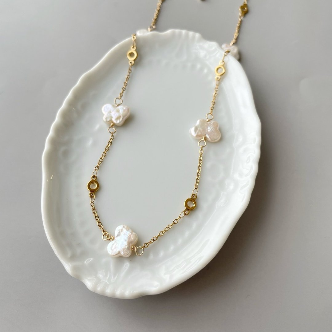 tefu tefu necklace - 项链 - 珍珠 金色