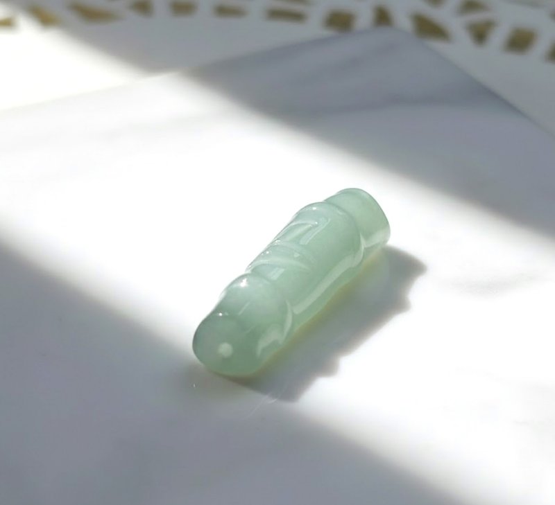 【节节高升】冰种翡翠竹节 | 天然缅甸玉 A 货翡翠 | 送礼 - 吊饰 - 玉石 透明